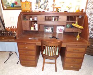 Mahogany roll topdesk and chair, oriental items oriental jewelry box
