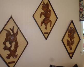 set of four wood plaques
