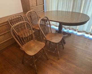 $140.00 excellent signed table, and 4 chairs solid hard wood.