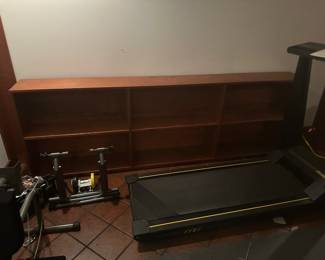 $60 high end heavy solid wood tv entertainment 18” tall. 48” long, 18” deep. One pc. In a basement goes right out the walk out door right next to it. Dosent include exercise equipment..
