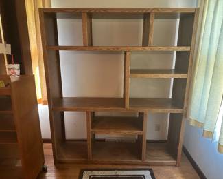 $50 hand made solid oak wall unit 50 long, 16 deep, 54 tall.