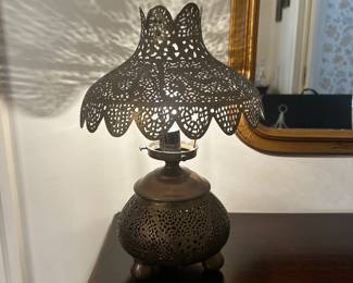 Moroccan pierced brass lamp