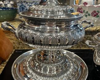 Fabulous large old silverplate tureen