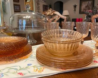 Pink depression glass