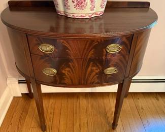 Antique Flame Mahogany Demilune Server