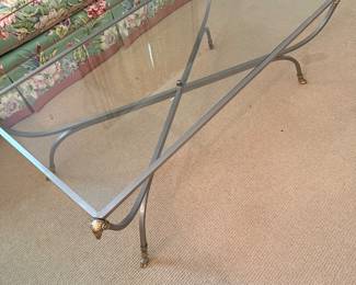 Maison Jansen Steel & Brass Coffee Table