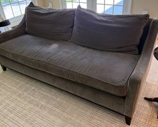 Williams & Sonoma Grey Velvet Sofa 80" L x 37" D