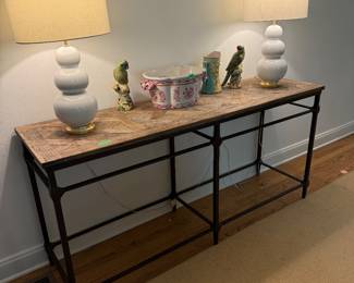 72" Long x 33" High x 20" Deep Iron Console Table with Wood Top