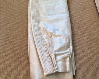 Pair of Silk Pleated Drapes 96" Long