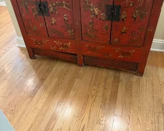 Antique Chinese Chinoiserie Painted Cabinet