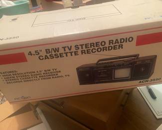 Vintage ACN-3550 Action Black/White TV Stereo Radio Cassette Recorder