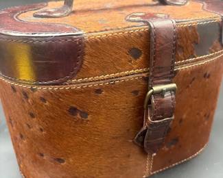 Cowhide Buckled Case And Leather Molded Bowl