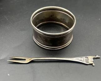 Antique Sterling Napkin Ring Cocktail Fork