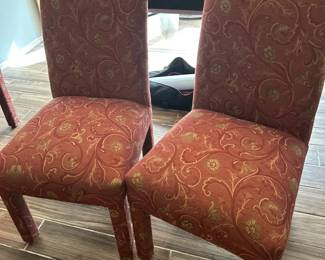 Upholstered Deep Red Floral Dining Chairs 2 C