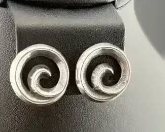 Retired James Avery Sterling Silver Tranquil Waves ClipOn Earrings, 5.9g