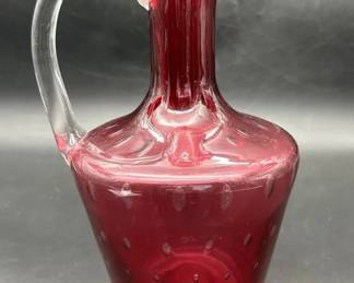 Vintage Cranberry Glass Cruet