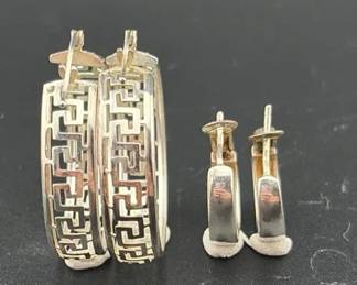 Sterling Hoop Earrings 2 Pairs
