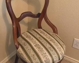 Carved Wooden Balloon Back Upholstered Chair B