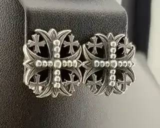 Retired James Avery Sterling Silver Maltese Cross ClipOn Earrings, 13.8g