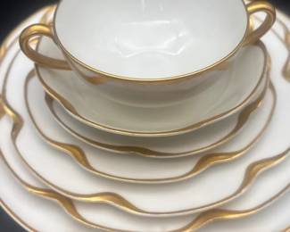 Antique Haviland Co. Limoges France 7Piece Gold Trim Place Setting