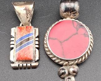 Vintage Southwestern Style Sterling Silver Pendant Set A