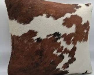 Genuine Cowhide HaironHide Accent Throw Pillow, Brown White17 B