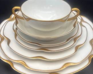 Antique Haviland Co. Limoges France 7Piece Gold Trim Place Setting b