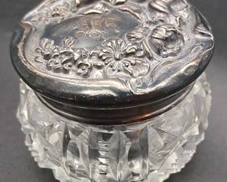 Antique Art Nouveau Sterling Silver Lidded Powder Jar
