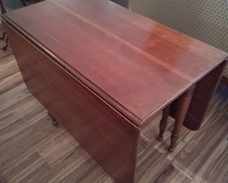 Vintage Wooden Drop Leaf Dining Room Table With Leaf