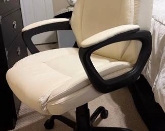 Faux Leather White Adjustable Office Chair