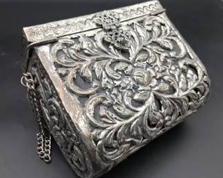 Vintage Hardshell Pressed Metal Clutch Purse