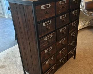 06 Industrial Style 18 Drawer Apothecary Cabinet
