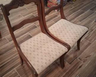 Vintage Carved Wood Dining Chairs 2 B