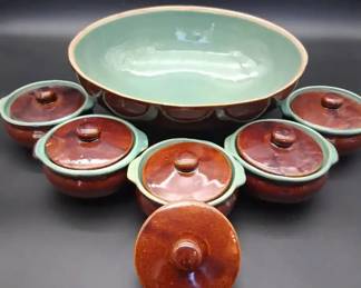 Zanesville Pottery Country Fare Enamel Glazed Bowl And Ramiken Set