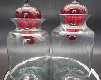Vintage Blown Glass Chili Pepper Glass Jars