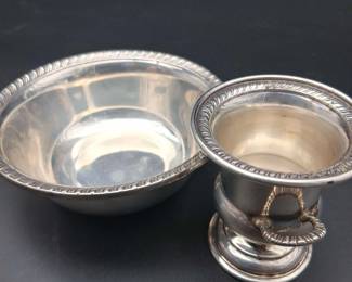 Sterling Trophy Cup And Small Serving Bowl