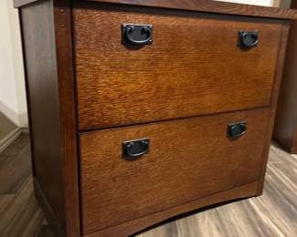 Vintage Wood 2 Drawer Filing Cabinet