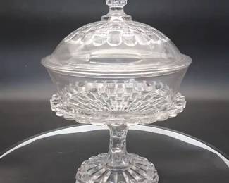 Vintage Glass Covered Compote