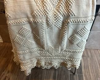 Vintage Crochet Cotton Bedspread Queen