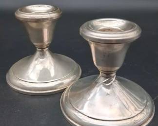 Pair Vintage Sterling Silver Weighted Candlesticks