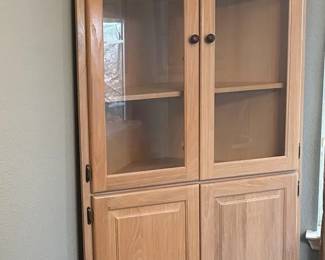 Corner Display Cabinet Light Wood Glass Doors B