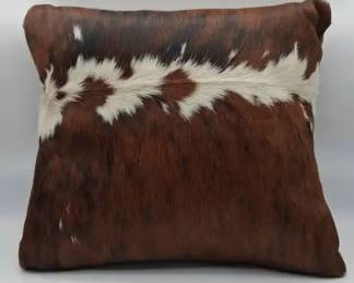 Genuine Cowhide HaironHide Accent Throw Pillow, Brown White 17 A