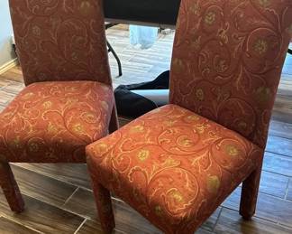 Upholstered Red Floral Dining Chairs Lot Of 2 B