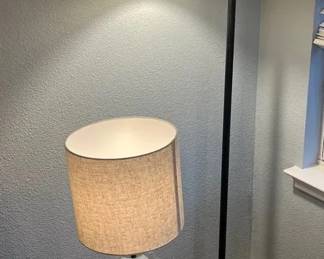 Black Metal Floor And Table Lamp Set with Linen Look Shades