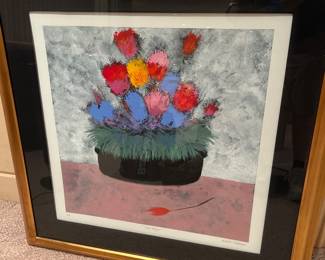 Expressive folk art floral still life