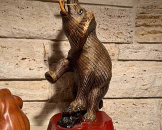 Vintage hand-carved wooden elephant figurine
