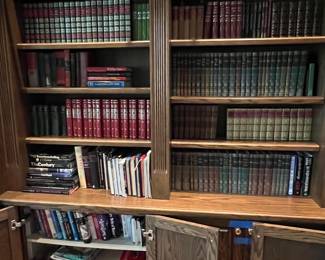Large collection of books, most leather bound