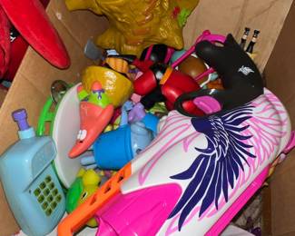 Variety of vintage and modern toys