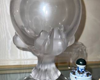Lalique Bagheera crystal pedestal vase