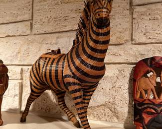 Hand-carved wooden zebra